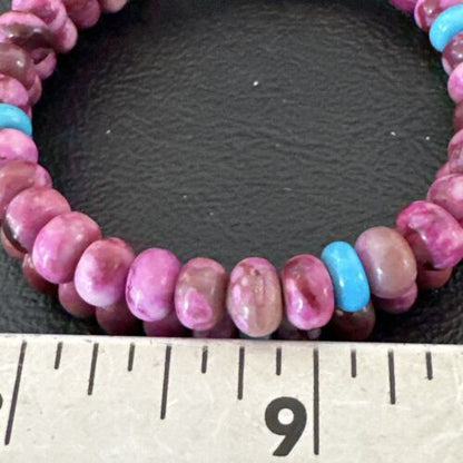 Navajo Purple Sugilite Turquoise Bead Bracelet | 6mm | Stainless Steel Memory Wire | Authentic Native American Handmade | 17613