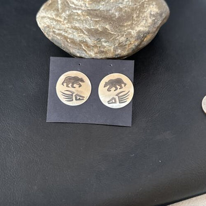 Authentic BearPaw Hopi Earrings | Sterling Silver | Native American Handmade | 16822