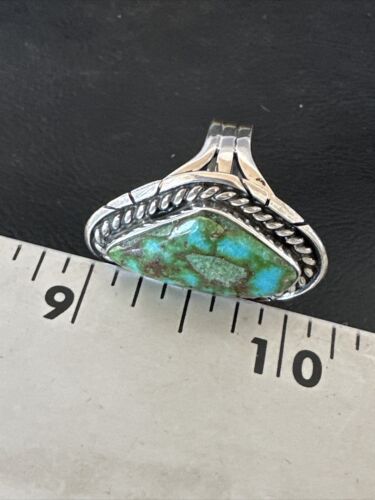 Navajo Green Sonoran Turquoise Ring | Sterling Silver | Sz 8 | Authentic Native American Handmade | 16392