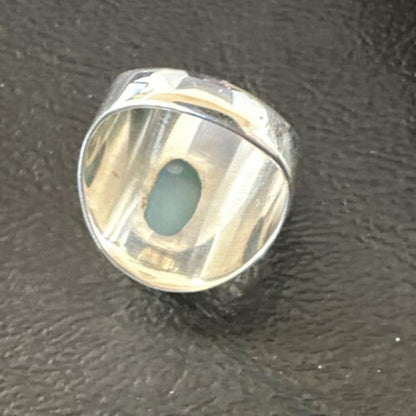 Womens Blue Larimar Navajo Sterling Silver Ring Size 7.5 17666