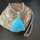 Blue Kingman Turquoise Pendant | Navajo Pearls | Sterling Silver Necklace 20" | 17009