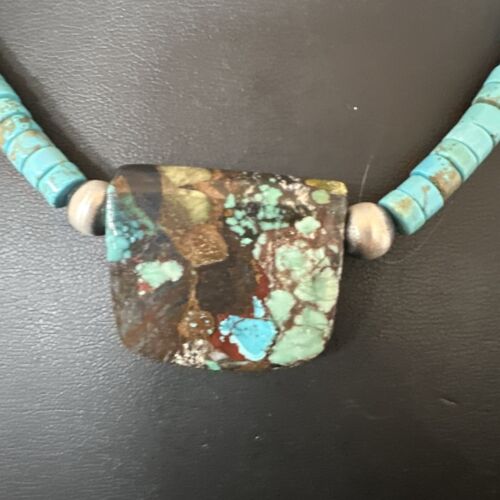 Navajo SpiderWeb Turquoise Heishi Pearls Necklace | Sterling Silver | 20" | 16912