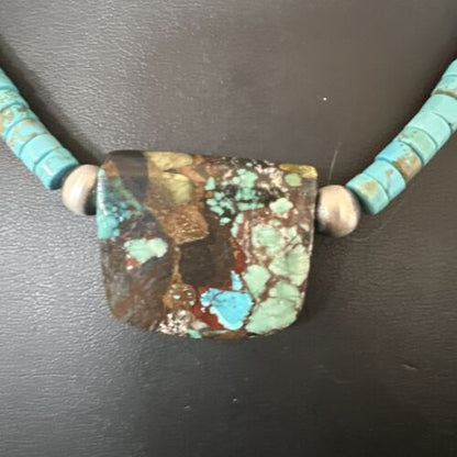 Navajo SpiderWeb Turquoise Heishi Pearls Necklace | Sterling Silver | 20" | 16912