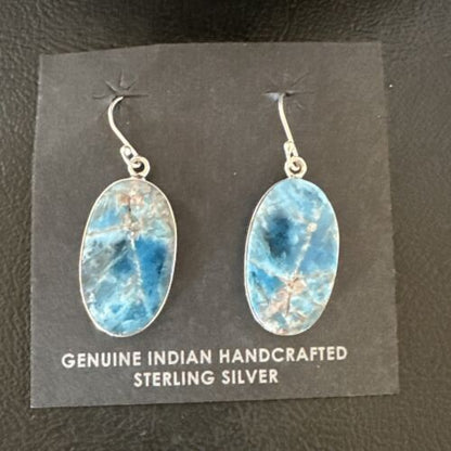 Blue Denim Lapis Dangle Earrings | Sterling Silver | 1" | 15790