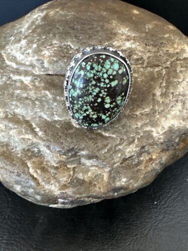 Navajo Spiderweb Blue Turquoise Ring | Sterling Silver | Sz 6 | Authentic Native American Handmade | 16892