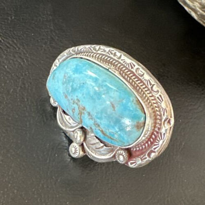 Navajo Blue Kingman Turquoise Ring | Sterling Silver | Sz 10 | Authentic Native American Handmade | 15664
