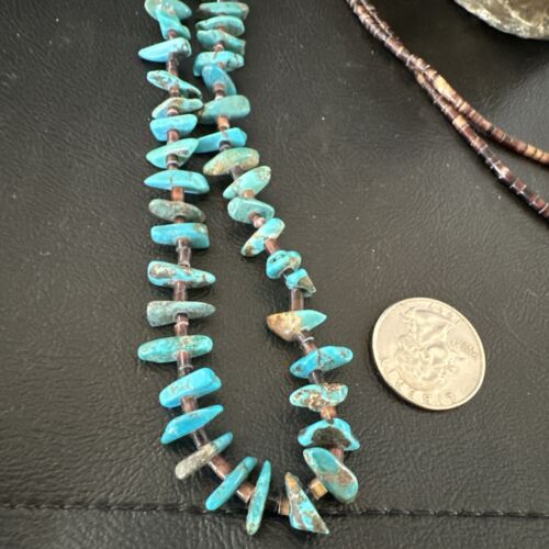 Navajo Kingman Turquoise Shell Necklace | Sterling Silver | 28" | Authentic Native American Handmade | 17398