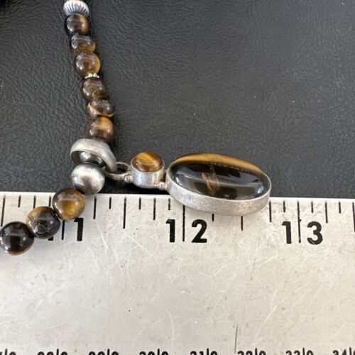 Southwestern Coffee Brown Tiger's Eye Multi-Stone Pendant Necklace | Sterling Silver | 21" | 17052