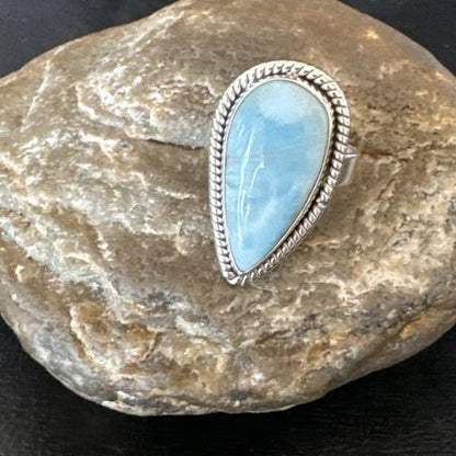 Navajo Blue Larimar Ring | Sterling Silver | Sz 10 | Authentic Native American Handmade | 16598
