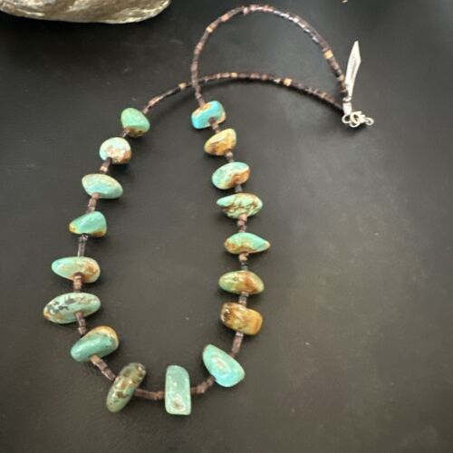 Navajo Royston Turquoise Shell Heishi Bead Necklace | Sterling Silver | 20" | 16956