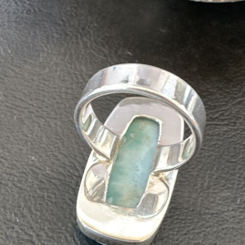 Navajo Blue Larimar Ring | Sterling Silver | Sz 8 | Authentic Native American Handmade | 16604