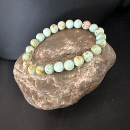 Women's Green Turquoise Stretch Bracelet | 8mm Stone | 7" | Authentic Native American Handmade | 15243