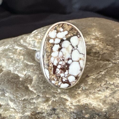 Men's and Women's Wild Horse Turquoise Ring | Navajo Sterling Silver | Sz 8 | 17281