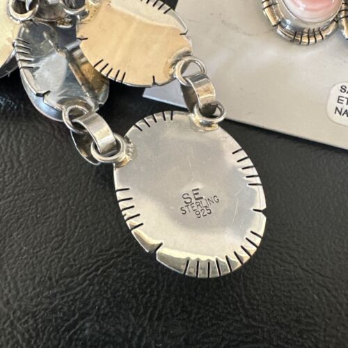 Navajo Pink Conch Choker Necklace | Sterling Silver Pendant 18" | Earrings Set | Authentic Native American Handmade | 16126