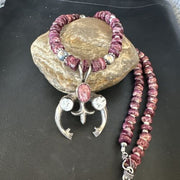 Navajo Purple Spiny Oyster White Buffalo Naja Pendant | Sterling Silver | Authentic Native American Handmade | 15025