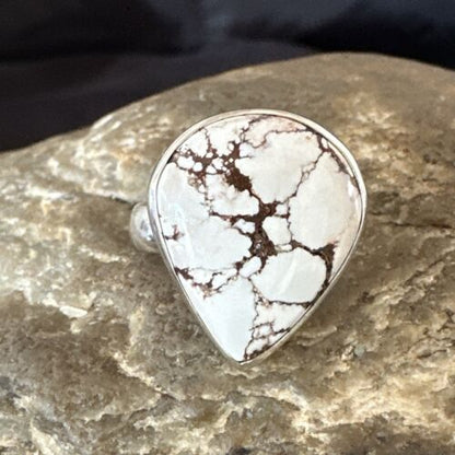 Men's and Women's Wild Horse Turquoise Navajo Ring | Sterling Silver | Sz 6.5 | 17282