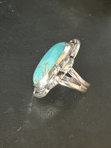 Native American Navajo Blue Turquoise #8 Ring | Sterling Silver | Sz 9.5 | 14951