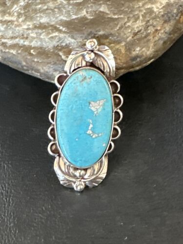 Men's Blue Kingman Turquoise Ring | Navajo Sterling Silver | Sz 9.5 | Authentic Native American Handmade | 15518