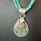 Blue Turquoise Pendant | Navajo Pearls | Sterling Silver Bead Necklace 17" | Multi-Strand | 15994