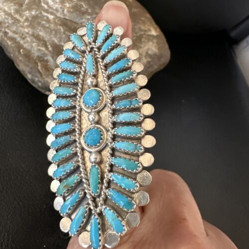 Zuni Blue Turquoise Needle Point Ring | Authentic Native American Sterling Silver | Multi-Stone | Sz 7 | 15061