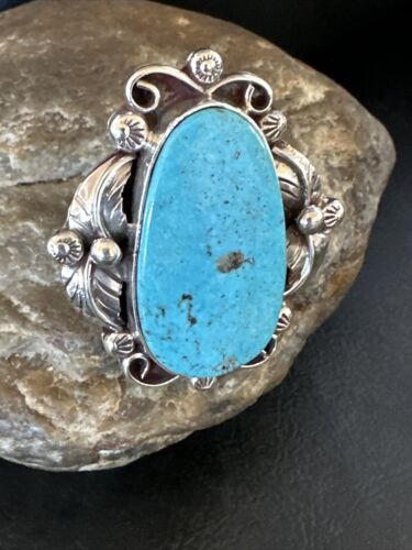 Men's Blue Kingman Turquoise Ring | Navajo Sterling Silver | Sz 10 | Authentic Native American Handmade | 15519