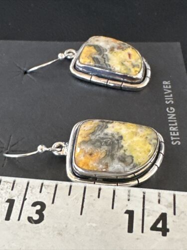 Navajo Bumblebee Jasper Earrings | Sterling Silver | Authentic Native American Handmade | 15827