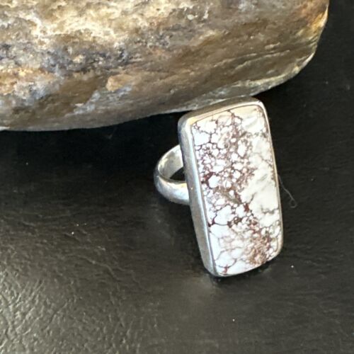 Navajo Wild Horse Turquoise Ring | Sterling Silver | Sz 7 Adjustable | Authentic Native American Handmade | 15543