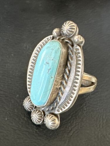 Men's Women's Dry Creek Turquoise Ring | Navajo Sterling Silver | Sz 9 | 15896