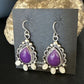 Navajo Purple Sugilite White Mother of Pearl Earrings | Sterling Silver | 1" | Authentic Native American Handmade | 15334