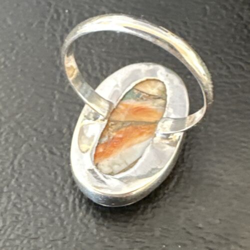 Navajo Turquoise Spiny Oyster Ring | Sterling Silver | Sz 8 | Authentic Native American Handmade | 16609 - Masha USA