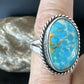 Navajo Sterling Silver Blue Kingman Turquoise Ring | Sz 11.5 | Authentic Native American Handmade | 15913