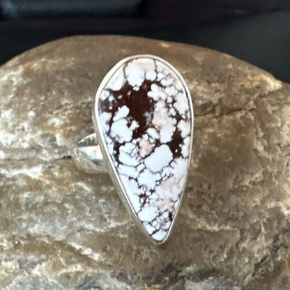 Navajo Wild Horse Turquoise Ring | Sterling Silver | Sz 7 | Authentic Native American Handmade | 17366