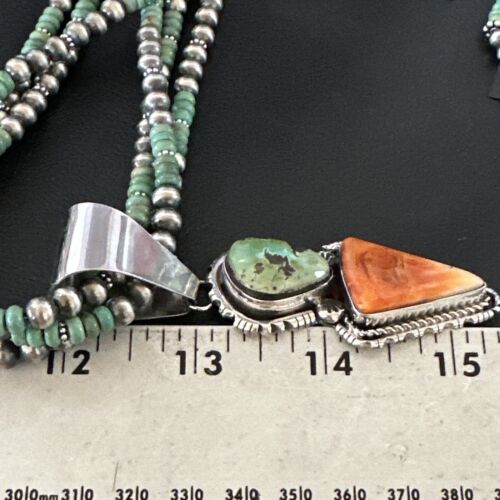 Navajo Royston Turquoise Spiny Pendant Set | Authentic Native American Sterling Silver | 3" | Handmade | 16813