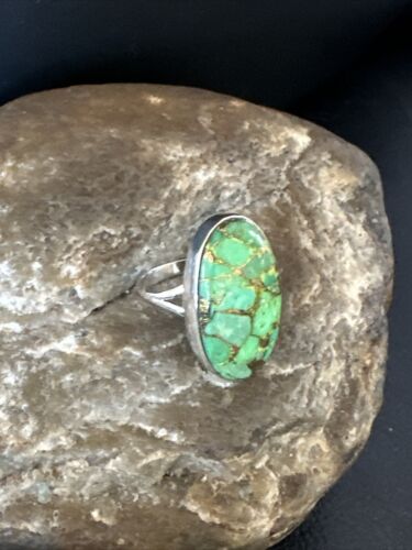 Navajo Green Mojave Turquoise Ring | Sterling Silver | Sz 6 | Authentic Native American Handmade | 15599