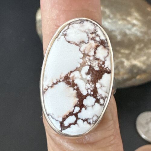 Navajo Wild Horse Turquoise Ring | Sterling Silver | Sz 6.5 | Authentic Native American Handmade | 17277