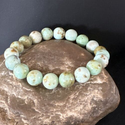 Women's Green Turquoise Stretch Bracelet | 10mm Stone | 7" | 15242