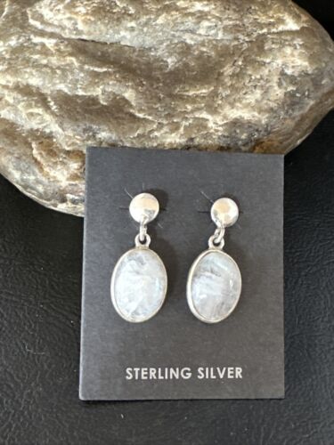 Navajo Pink Mother of Pearl Dangle Inlay Earrings | Sterling Silver | Authentic Native American Handmade | 15304