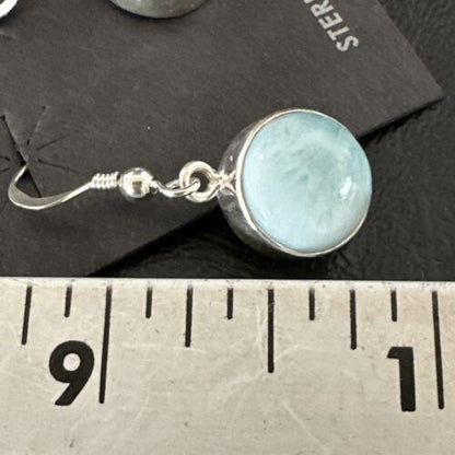Navajo Blue Larimar Dangle Earrings | Sterling Silver | Authentic Native American Handmade | 17561