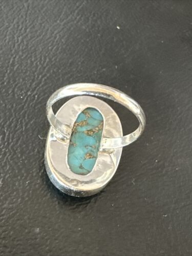 Navajo Blue Mojave Turquoise Ring | Sterling Silver | Adjustable Sz 7 | Authentic Native American Handmade | 15715