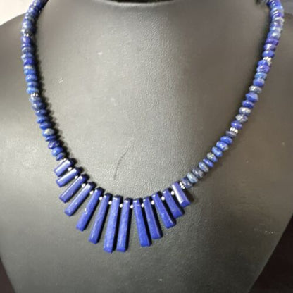 Men's Navajo Blue Lapis Necklace | Sterling Silver | 18" | Authentic Native American Handmade | 15771