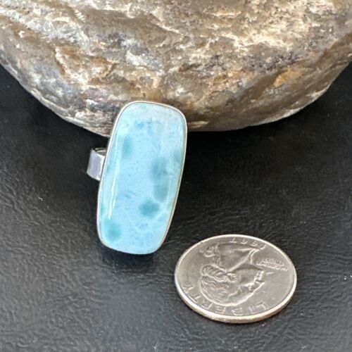 Navajo Blue Larimar Ring | Sterling Silver | Sz 8 | Authentic Native American Handmade | 16604