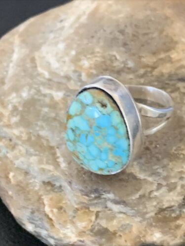 Men's Navajo Blue Spiderweb Turquoise Ring | Sterling Silver | Sz 10 | Authentic Native American Handmade | 12545