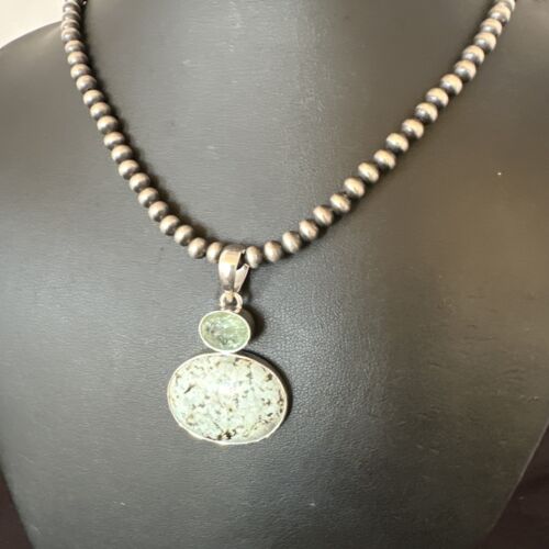 Navajo Women's Dry Creek Turquoise Topaz Pendant Necklace | Sterling Silver | 16310