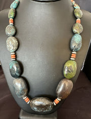XXL Men's Chunky Spiderweb Turquoise Necklace | Navajo Sterling Silver | 21" | 16237