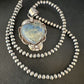 Men's Blue Heart Denim Lapis Pendant | Navajo Pearls Sterling Silver Necklace 21" | 15522