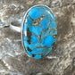 Navajo Blue Mojave Turquoise Ring | Sterling Silver | Adjustable Sz 8 | Authentic Native American Handmade | 15712