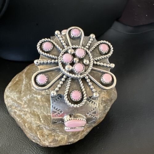 Navajo Pink Conch Cuff Bracelet | Sterling Silver | Authentic Native American Handmade | 16119
