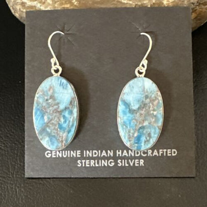 Blue Denim Lapis Dangle Earrings | Sterling Silver | 1" | 15796