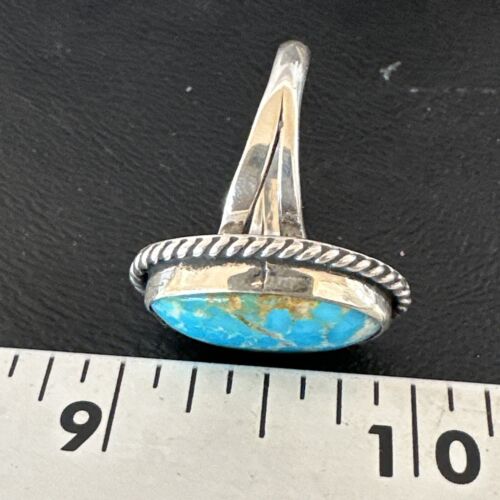 Navajo Sterling Silver Blue Kingman Turquoise Ring | Sz 11.5 | Authentic Native American Handmade | 15913