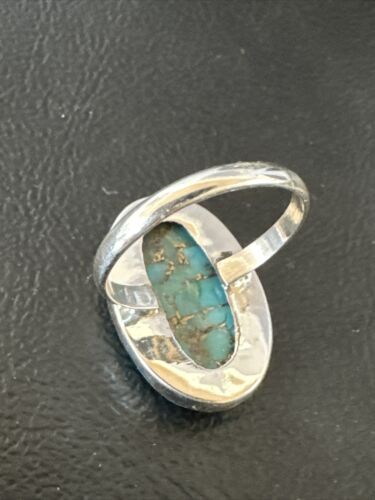 Navajo Blue Mojave Turquoise Ring | Sterling Silver | Adjustable Sz 8 | Authentic Native American Handmade | 15712